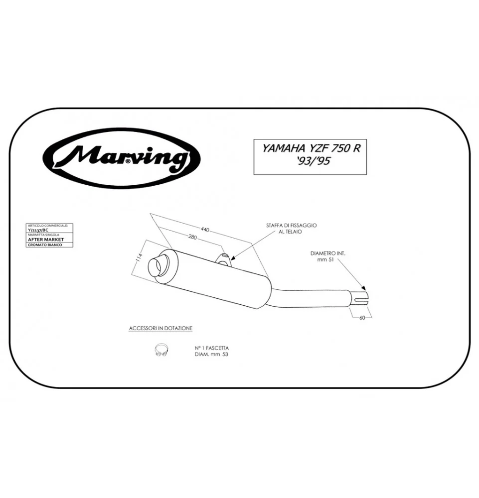 Marving Y/2137/BC Yamaha Yzf 750 R 93/95